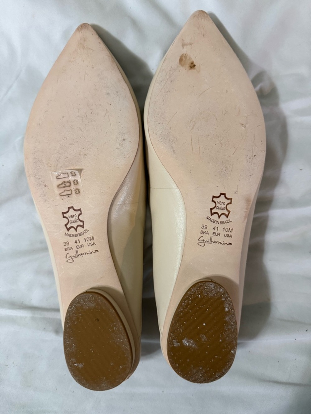 Anthropologie Guilhermina Nude Pointed-Toe Slip-On Flats with Gold Chain - Picture 3 of 3